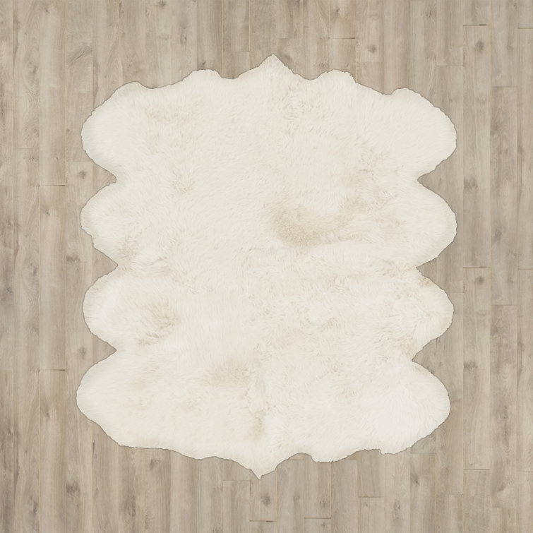 Ivory Elegance 72" Square Handmade Sheepskin Area Rug