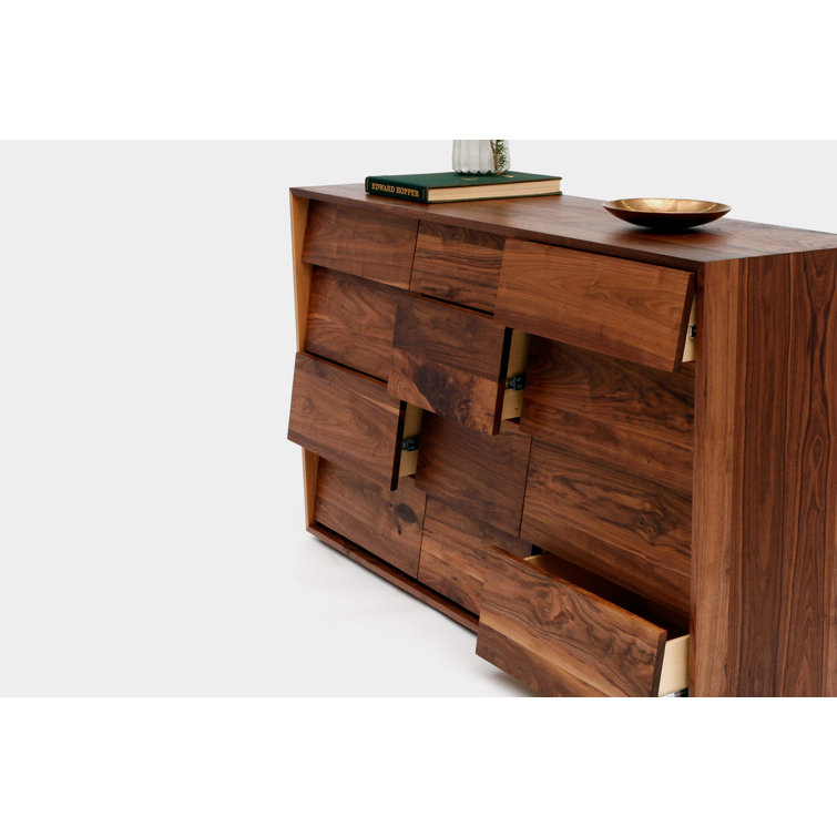 Oliver X-Large Solid Walnut 12-Drawer Dresser with Soft Close