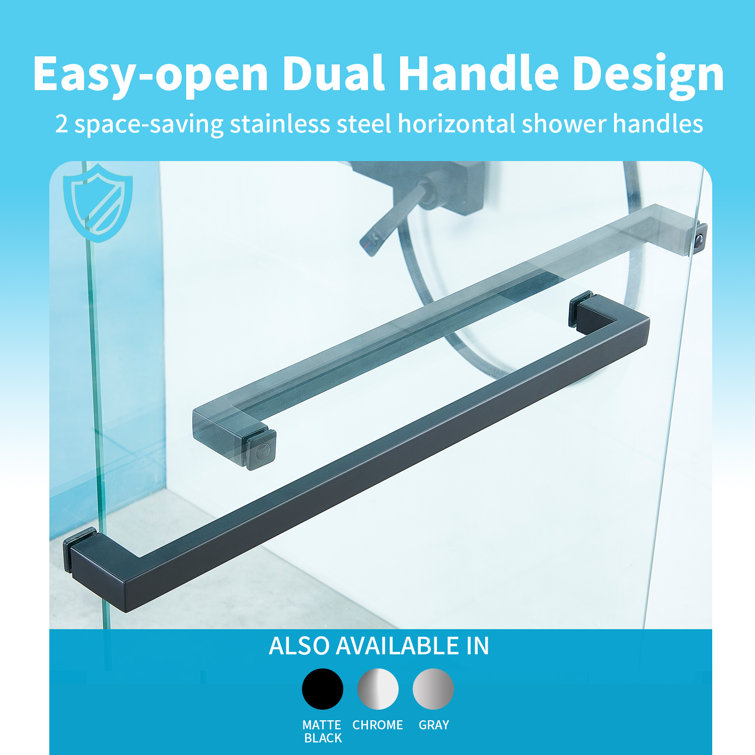 60" Matte Black Aluminum Framed Double Sliding Shower Door