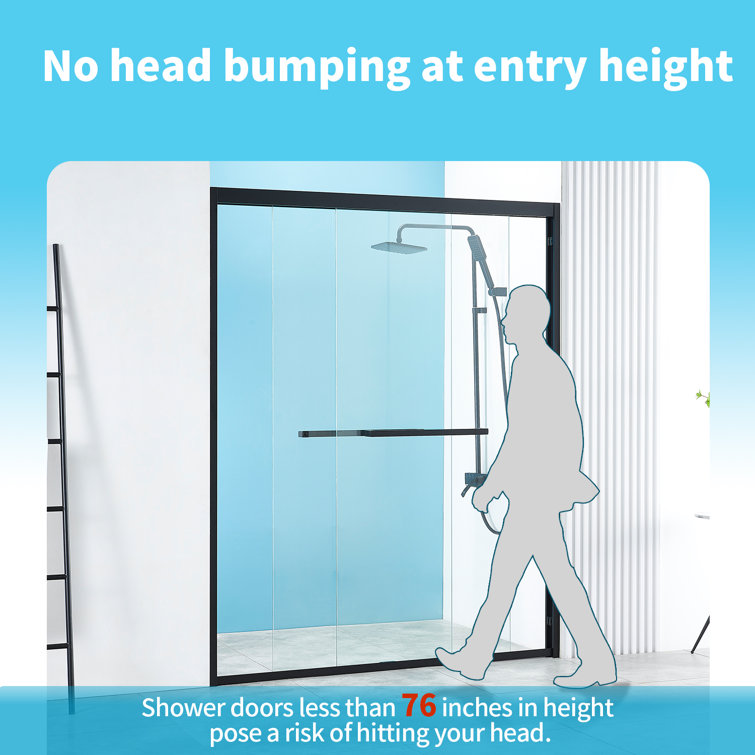60" Matte Black Aluminum Framed Double Sliding Shower Door