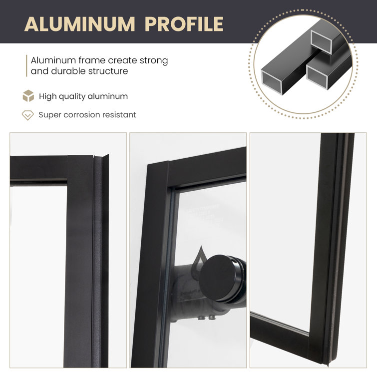 Losar 68'' Matte Black Framed Rectangle Shower Enclosure