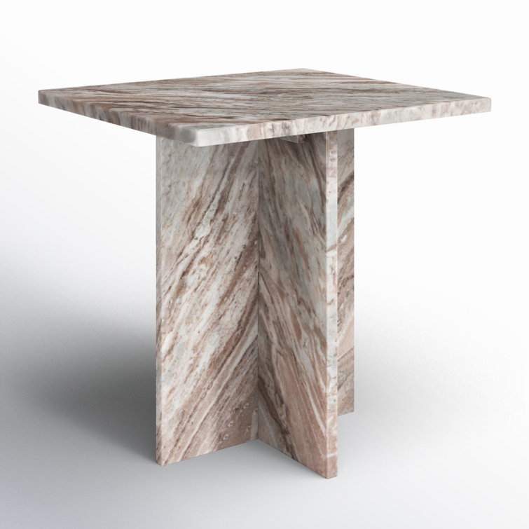 Brown Marble Rectangular Cross Legs End Table