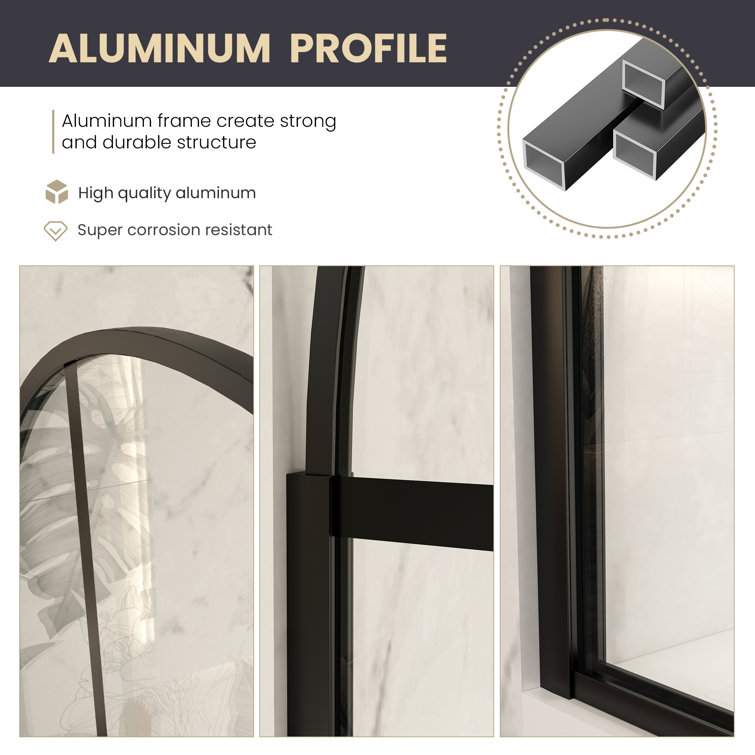 Arched Matte Black and Clear Glass Frameless Shower Door