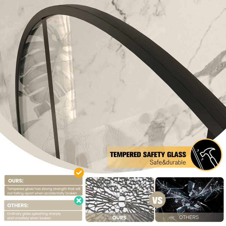 Arched Matte Black and Clear Glass Frameless Shower Door