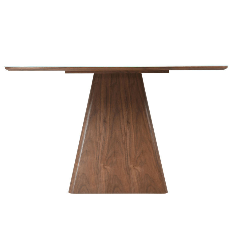 Zephyr 47" White Sintered Stone Top Dining Table with Ash Wood Base