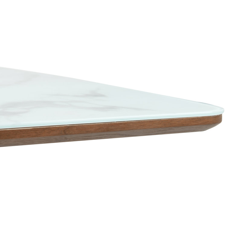 Zephyr 47" White Sintered Stone Top Dining Table with Ash Wood Base