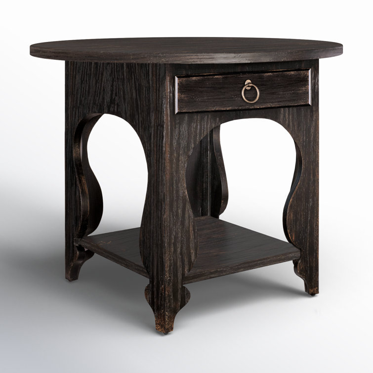Rustic Black and Brown 1-Drawer Nightstand with Oak Veneer