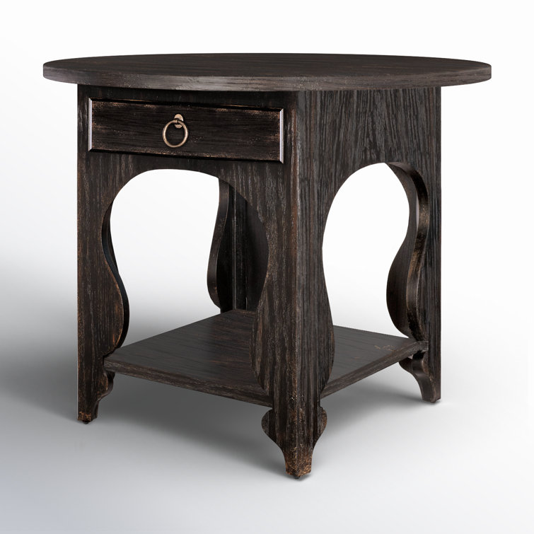 Rustic Black and Brown 1-Drawer Nightstand with Oak Veneer