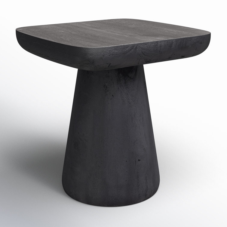 Black Solid Wood Modern End Table