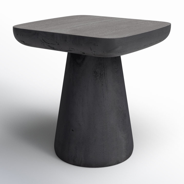Black Solid Wood Modern End Table