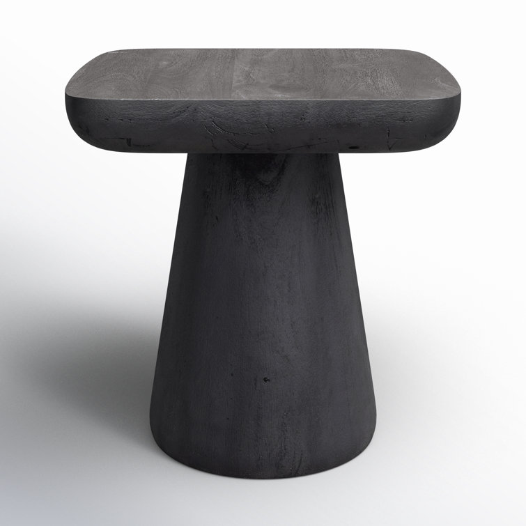 Black Solid Wood Modern End Table