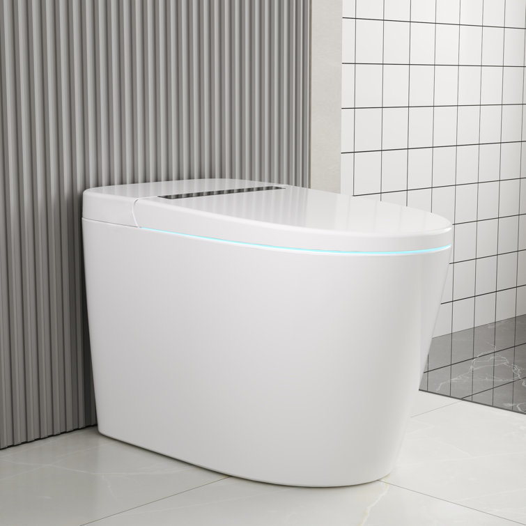 White Elongated High Efficiency Smart Toilet with Heated Seat
