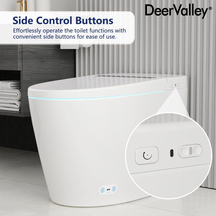 White Elongated High Efficiency Smart Toilet with Heated Seat