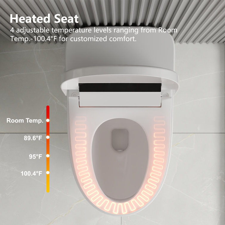White Elongated High Efficiency Smart Toilet with Heated Seat