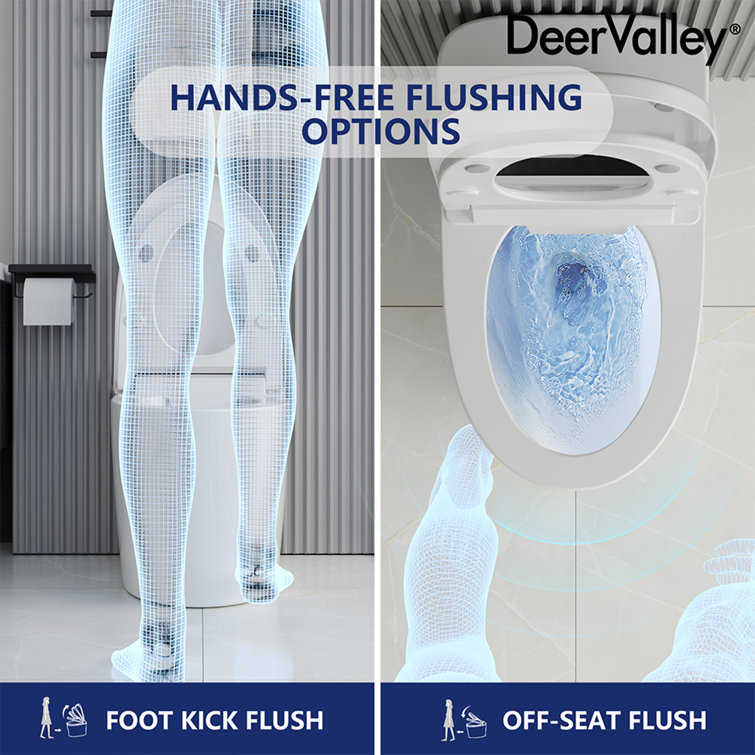 White Elongated High Efficiency Smart Toilet with Heated Seat