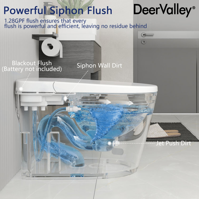 White Elongated High Efficiency Smart Toilet with Heated Seat