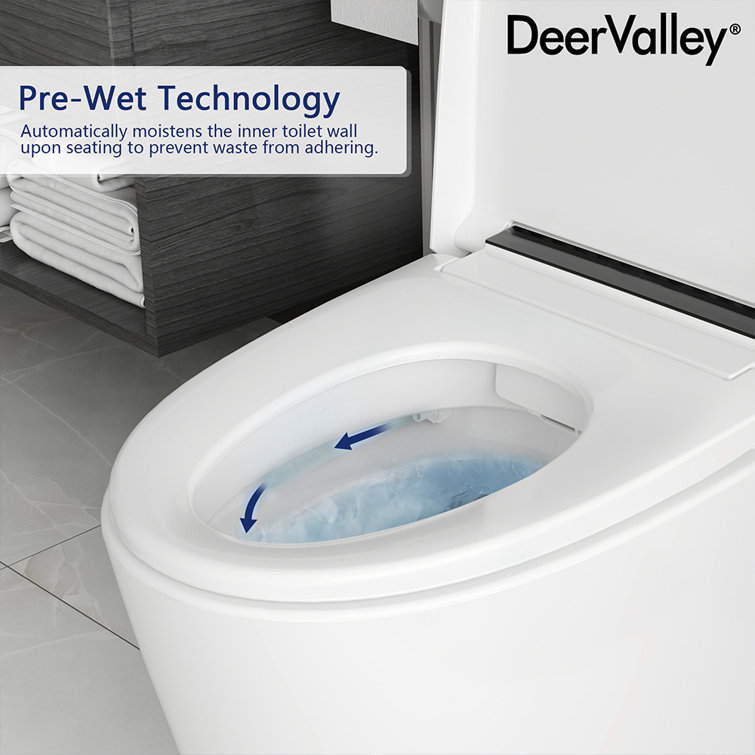 White Elongated High Efficiency Smart Toilet with Heated Seat