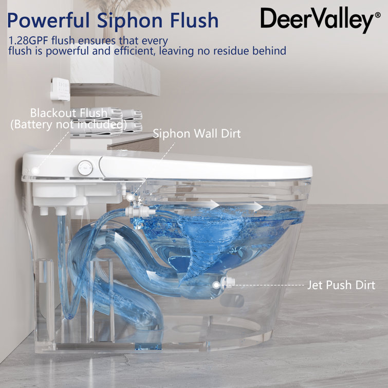 White Elongated Smart Toilet with Heated Seat and Dryer