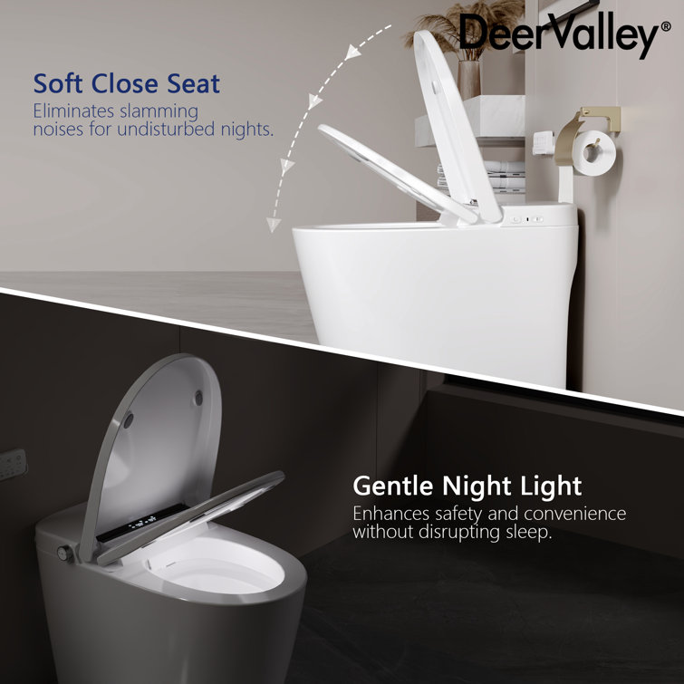 White Elongated Smart Toilet with Heated Seat and Dryer