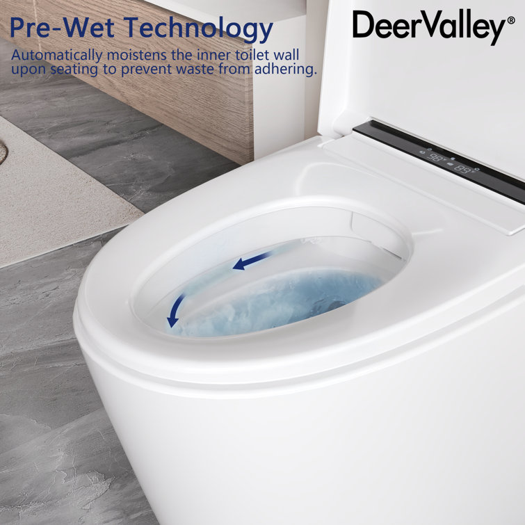 White Elongated Smart Toilet with Heated Seat and Dryer