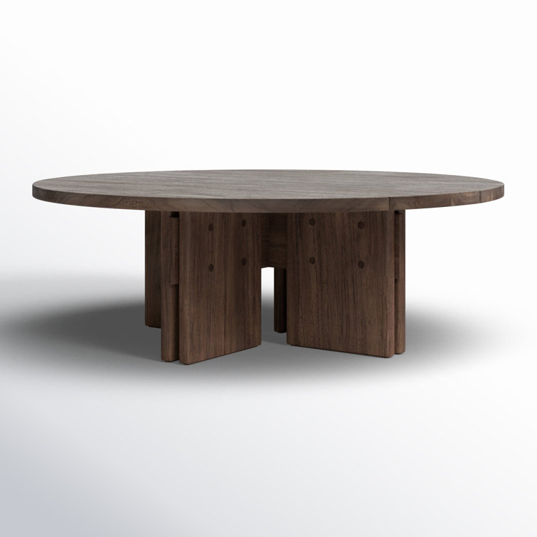 Round Stained Toasted Brown Teak Outdoor Coffee Table