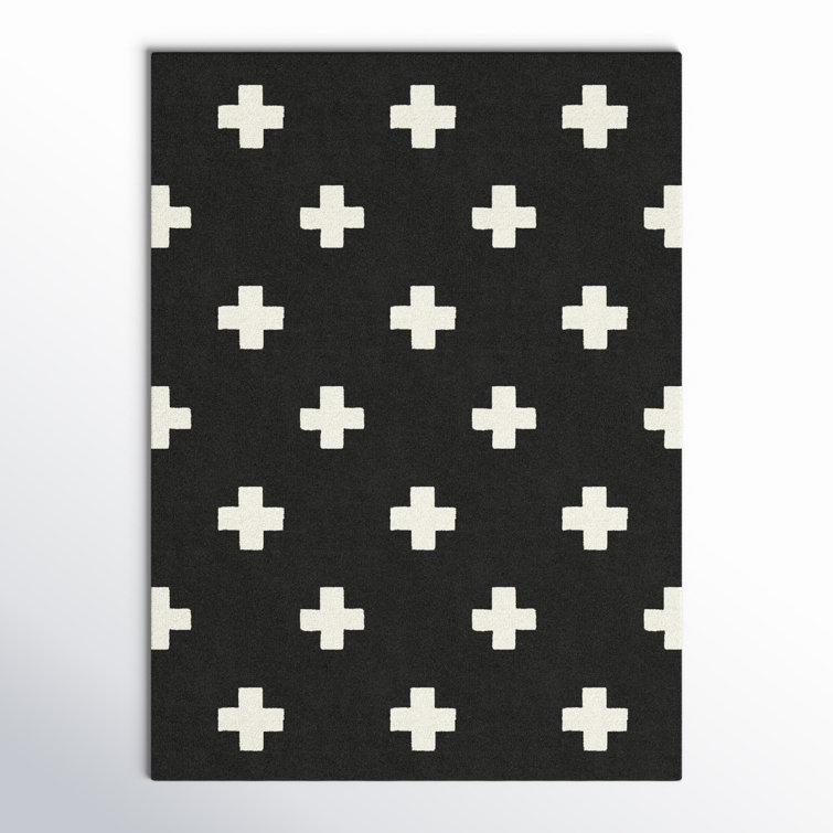 Hand Tufted Black and White Wool Geometric Rug