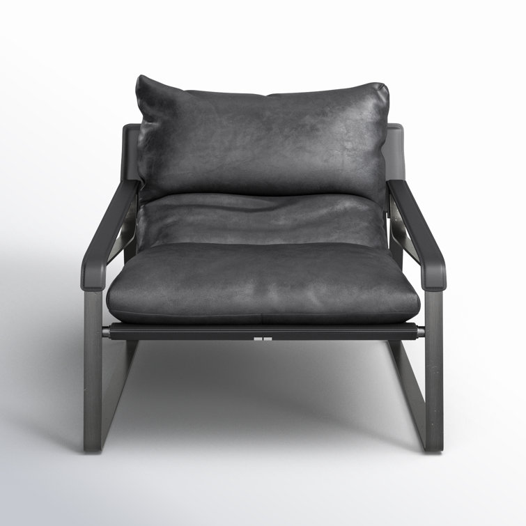 Contemporary Black Leather Metal Accent Chair