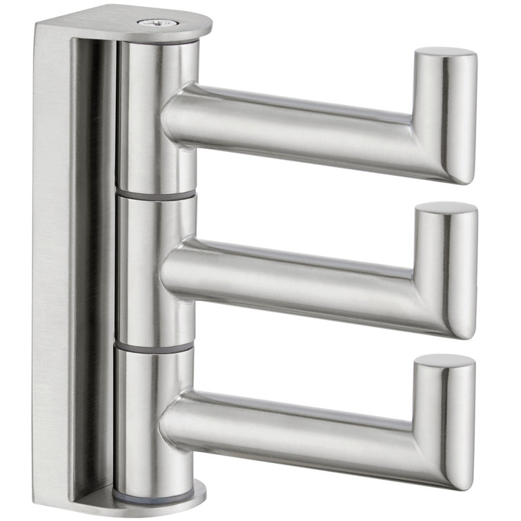 Brushed Nickel 3-Arm Swivel Stainless Steel Wall Hook