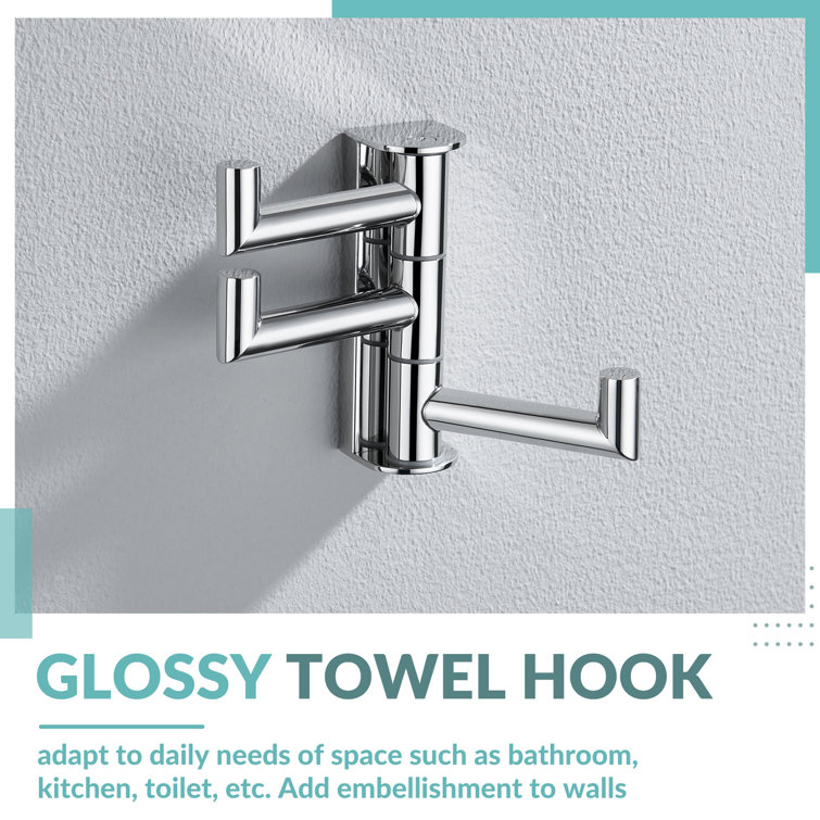 Brushed Nickel 3-Arm Swivel Stainless Steel Wall Hook