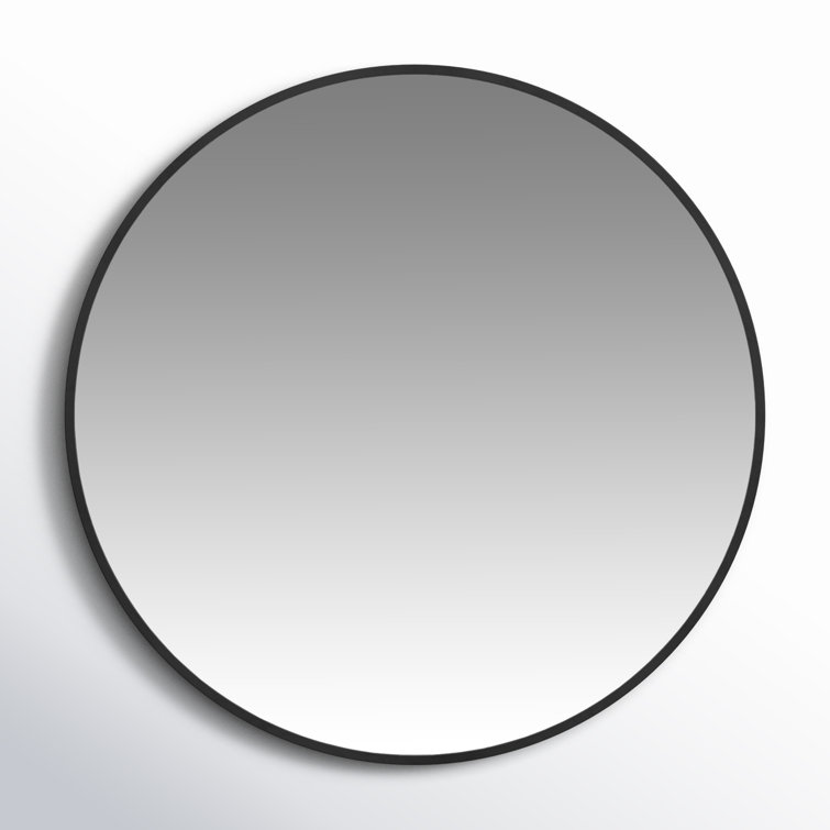 15'' Round Industrial Rubber-Trimmed Wood Wall Mirror