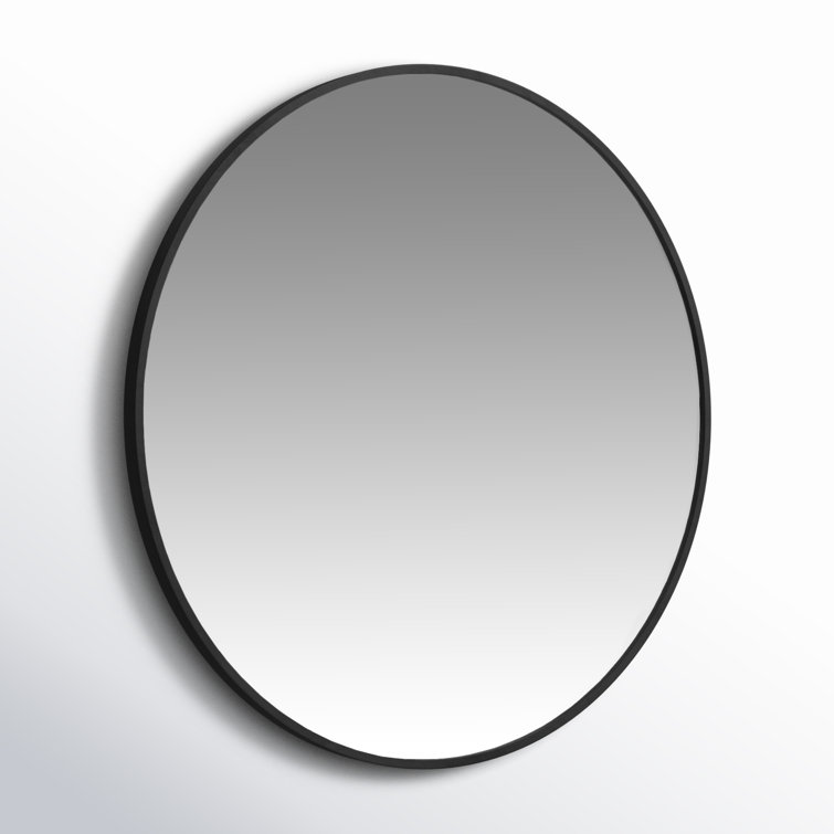 15'' Round Industrial Rubber-Trimmed Wood Wall Mirror