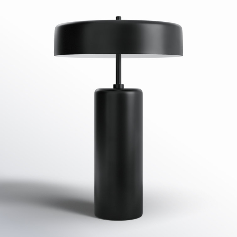 Devina Black Metal 3-Light Table Lamp with Drum Shade