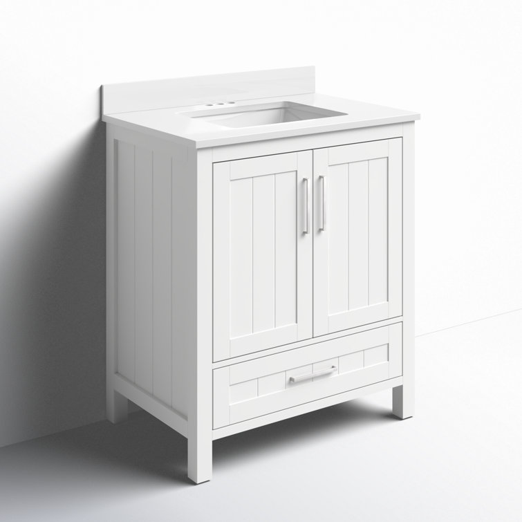 Pure White 30" Freestanding Bathroom Vanity with Sink