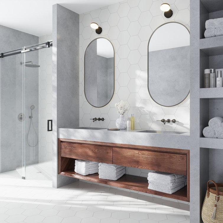 Terra Mia Matte White Hexagon Porcelain Wall and Floor Tile