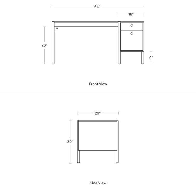 Black Ash Wood Desk with Drawer and Filing Cabinet