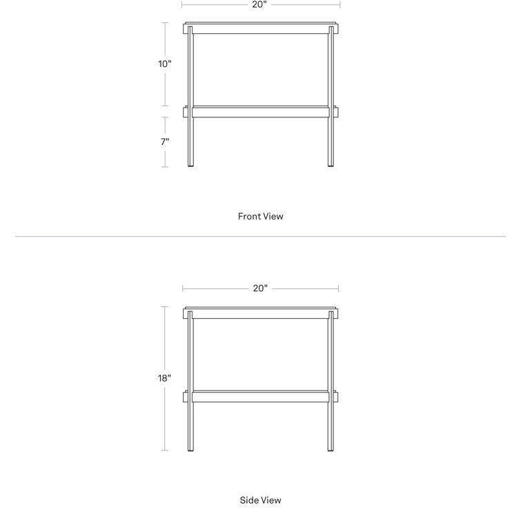 Black Marble and Steel Rectangular Side Table