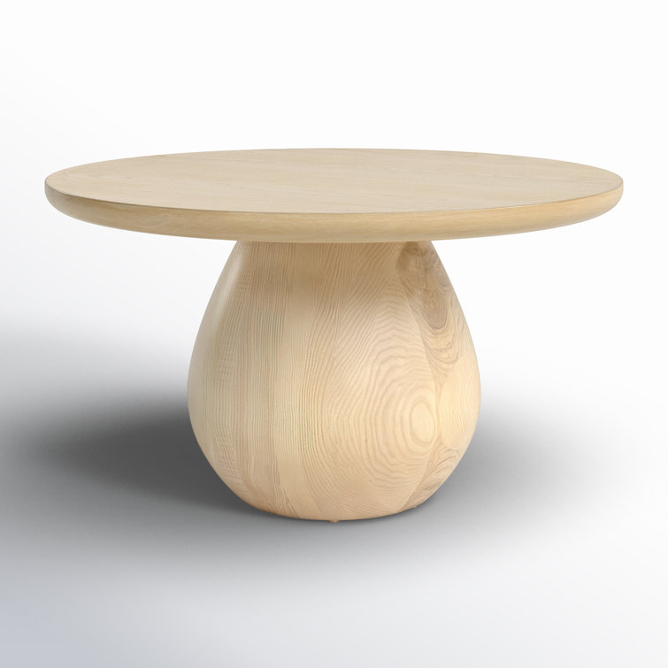 Contemporary Merla 27.5" Round Coffee Table in Natural Brown