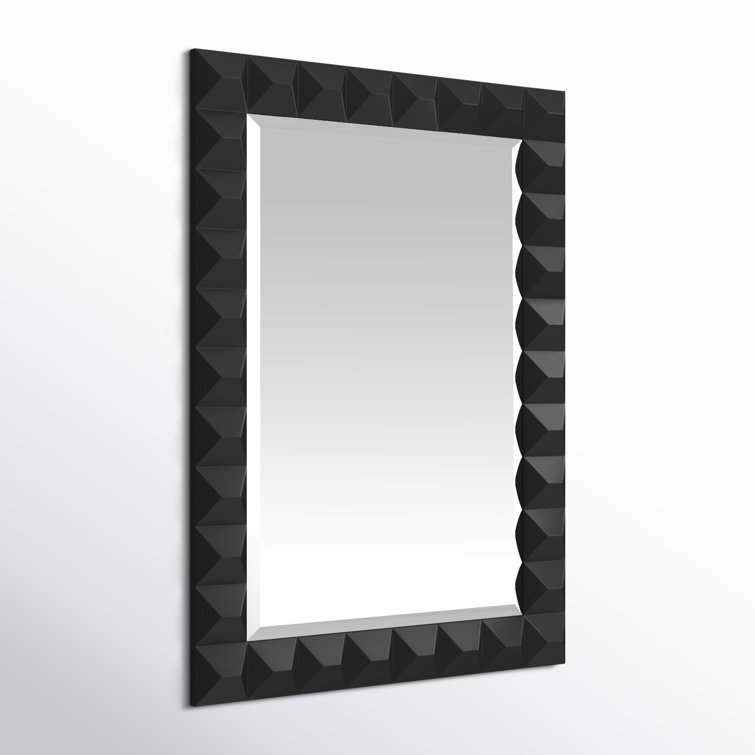 Matte Black Geometric Metal Framed Wall Mirror