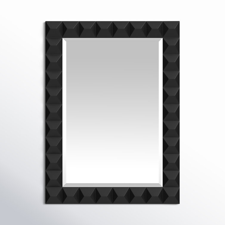 Matte Black Geometric Metal Framed Wall Mirror