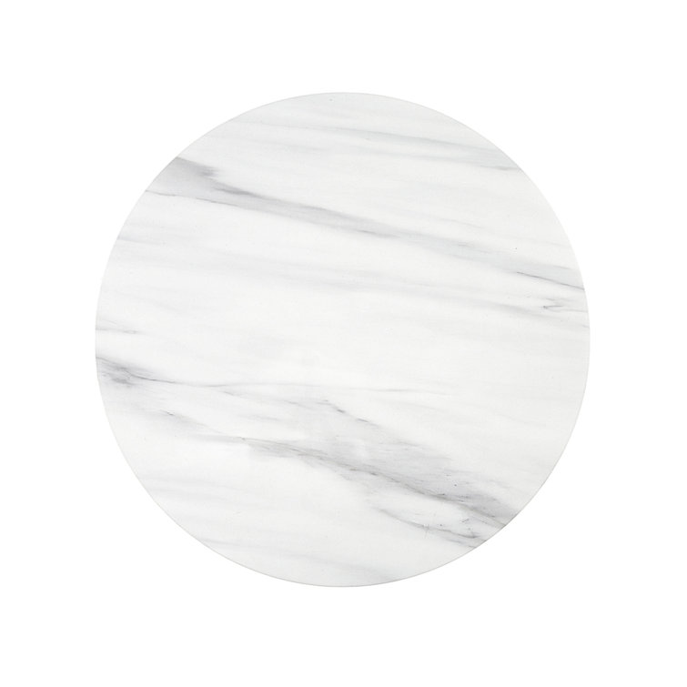 Zaid White Faux Marble Round Pedestal Coffee Table