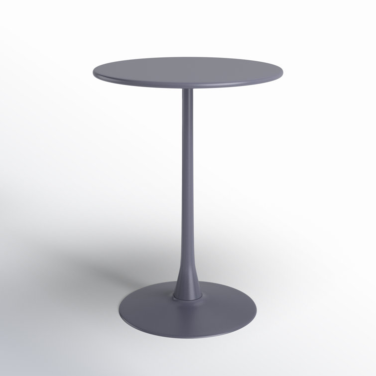 Gray Round Metal Weather Resistant Outdoor Bar Table