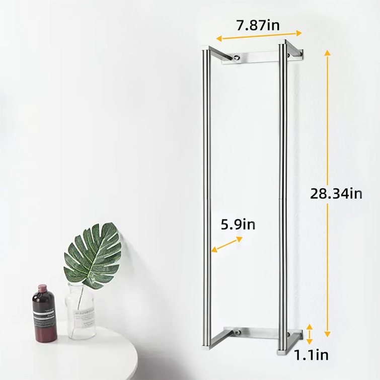 Large Silver Stainless Steel Wall Mounted Towel Rack