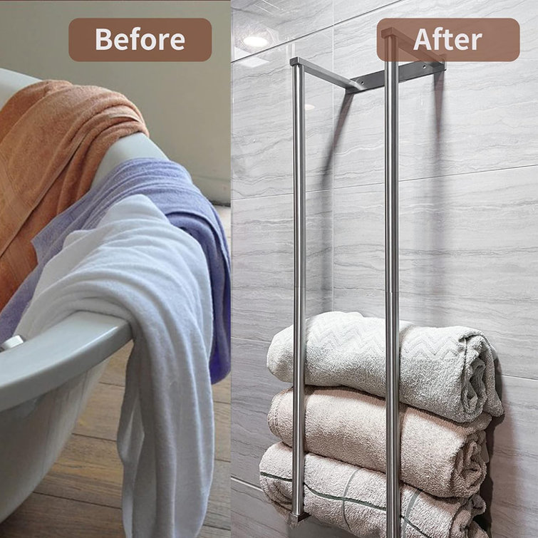 Large Silver Stainless Steel Wall Mounted Towel Rack