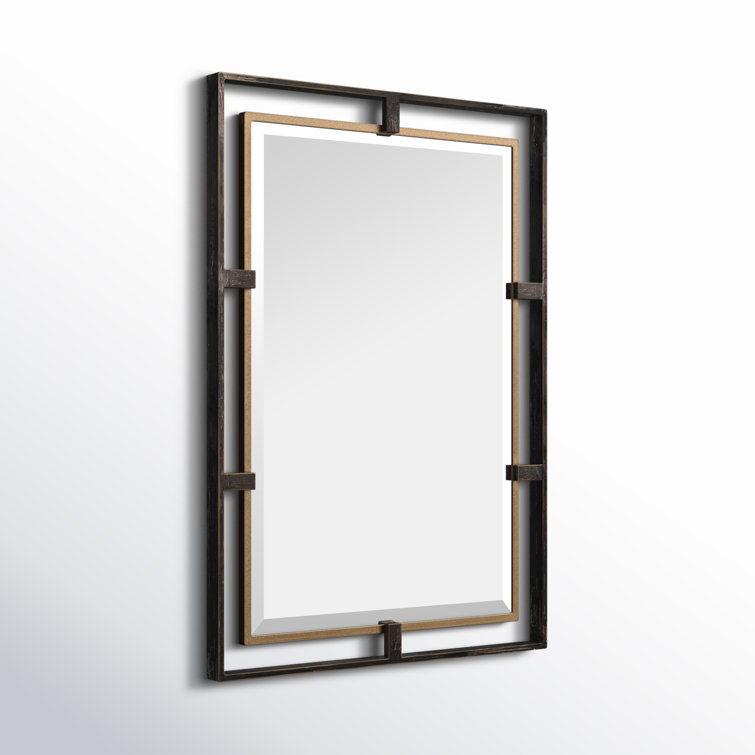 Bronze and Gold Rectangular Metal Vanity Mirror