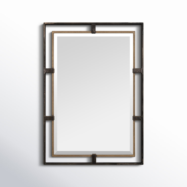 Bronze and Gold Rectangular Metal Vanity Mirror