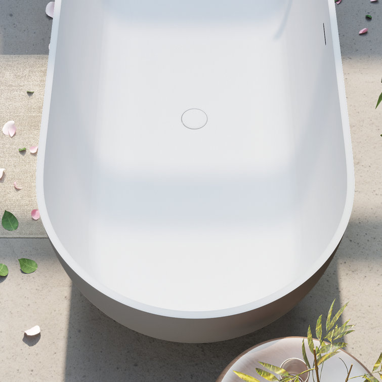 69'' Matte White Freestanding Acrylic Soaking Bathtub