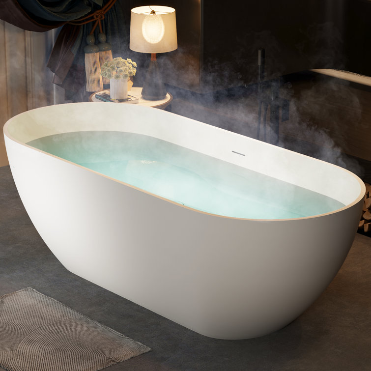 69'' Matte White Freestanding Acrylic Soaking Bathtub