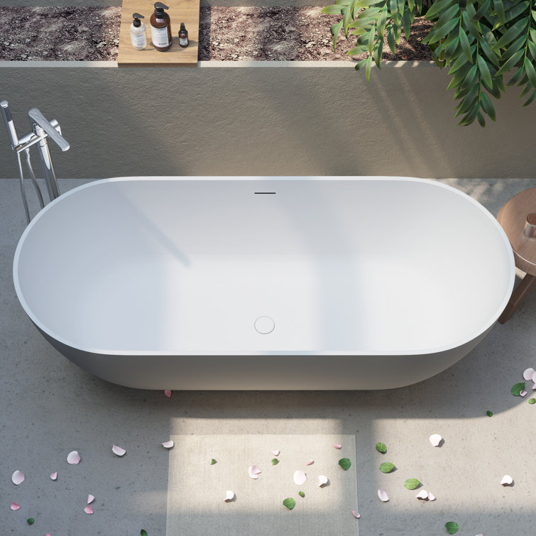 69'' Matte White Freestanding Acrylic Soaking Bathtub