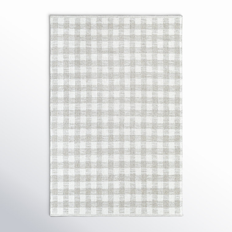 Handmade Gray and White Wool Rectangular Area Rug