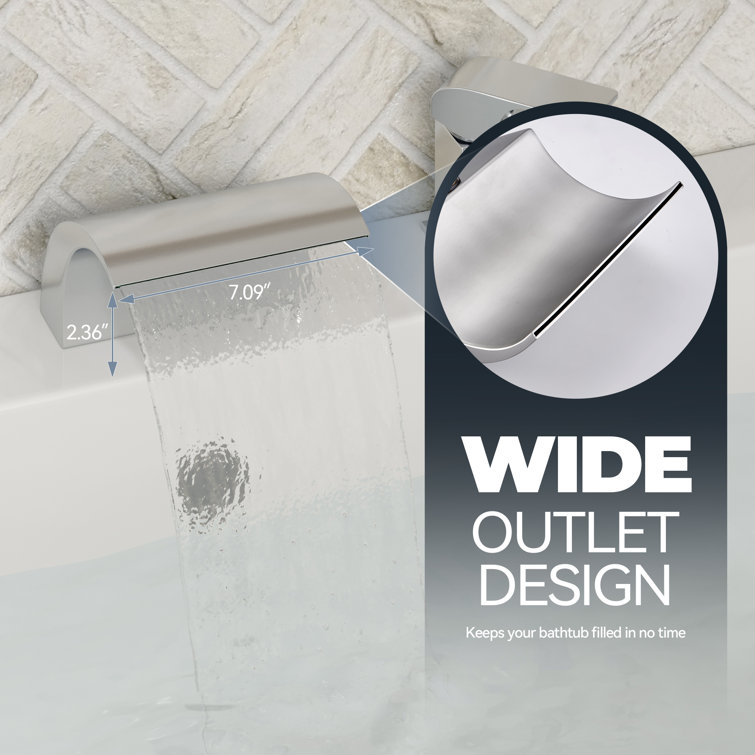 Brushed Nickel Waterfall Tub Faucet with Hand Shower